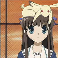 Na fotce je Momiji přeměnění v zajíce a Tohru